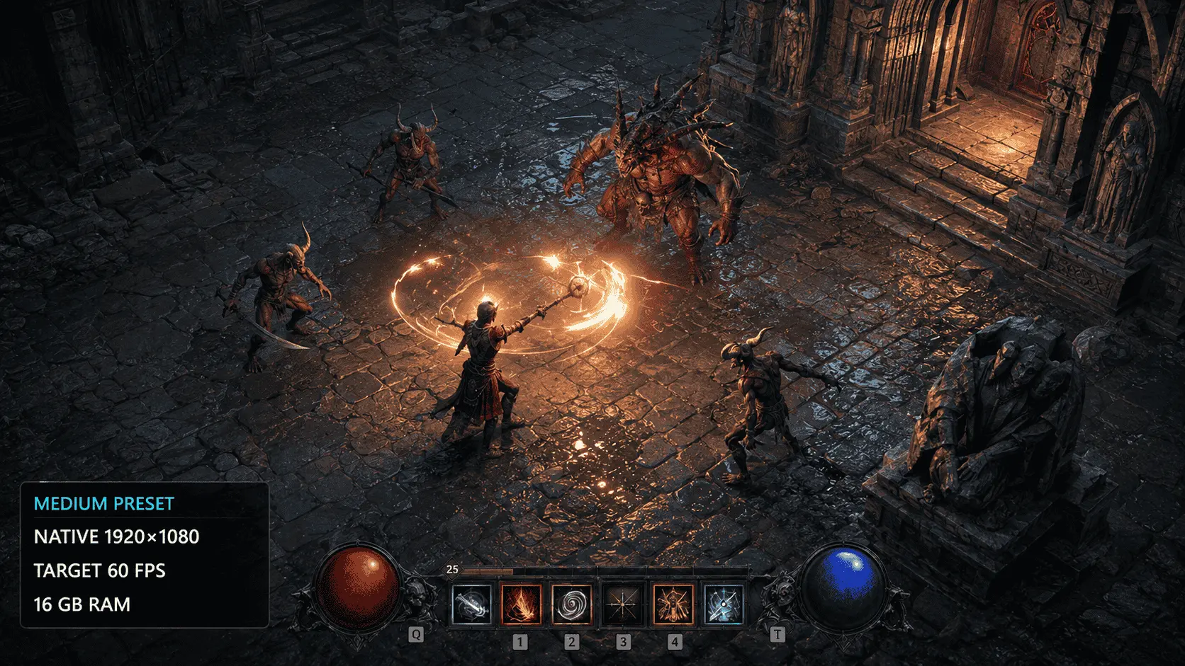 Diablo 4 system requirements for Medium settings: native 1080p at 60 FPS with 16 GB of RAM