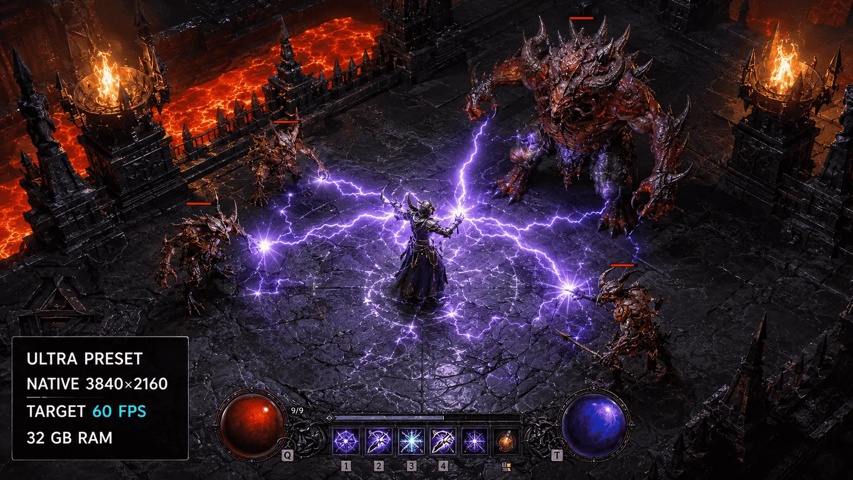 Diablo 4 system requirements for Ultra settings: native 4K at 60 FPS with 32 GB of RAM