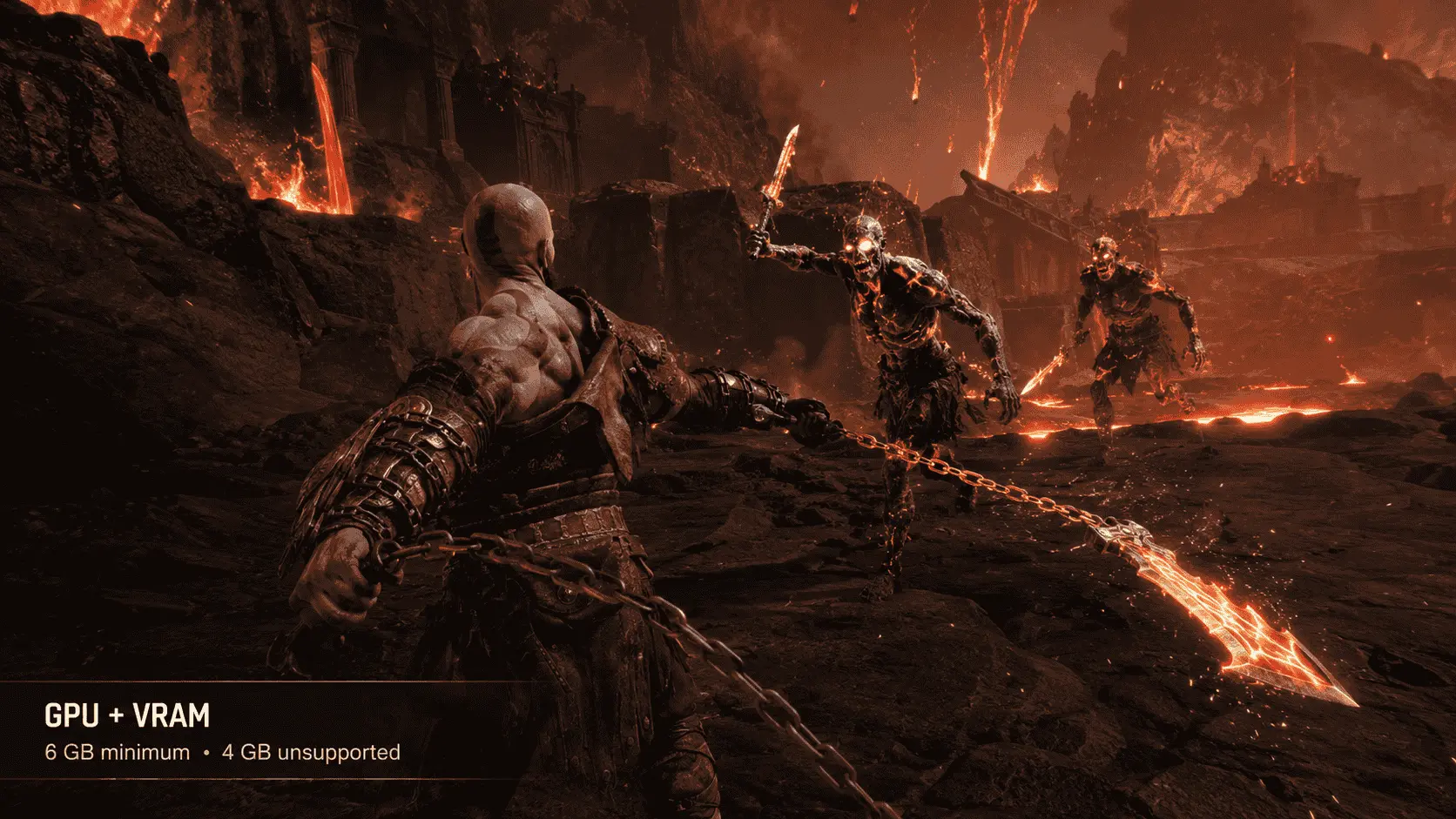 God of War Ragnarök GPU requirement: GTX 1060 with 6 GB VRAM is the Nvidia minimum, while 4 GB cards remain unsupported.