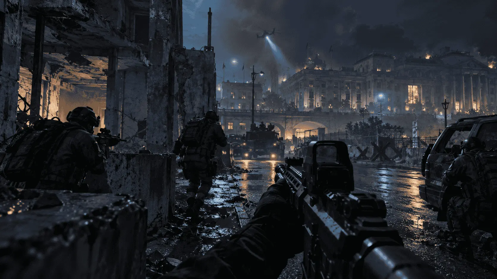 Black Ops 6 PC requirements gameplay scene showing tactical combat rendered on a high-end gaming PC.
