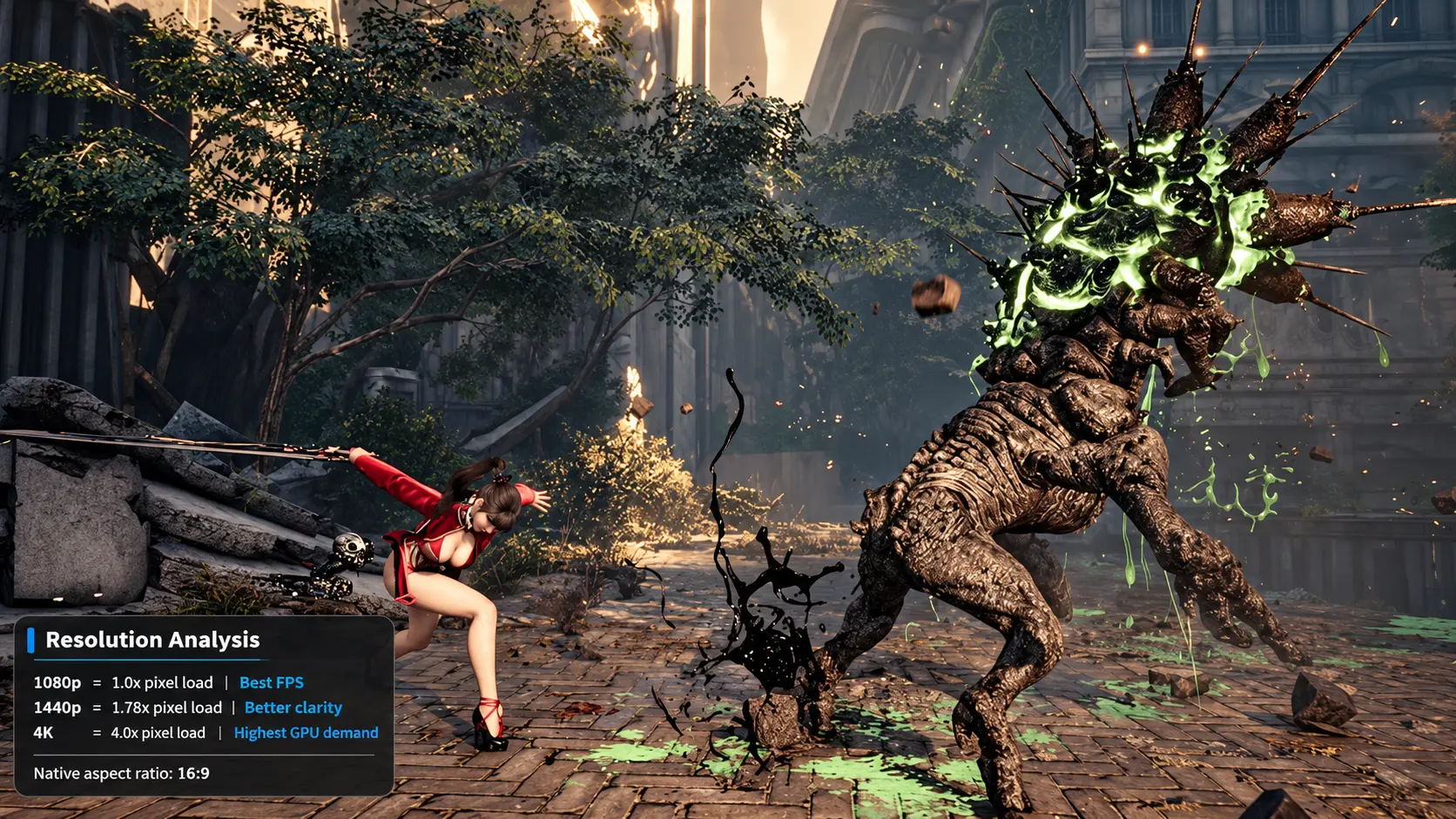 Stellar Blade PC requirements | Minimum, Recommended & 4K Specs 2 Stellar Blade pc requirements: gameplay resolution analysis comparing 1080p, 1440p, and 4K pixel load and GPU demand